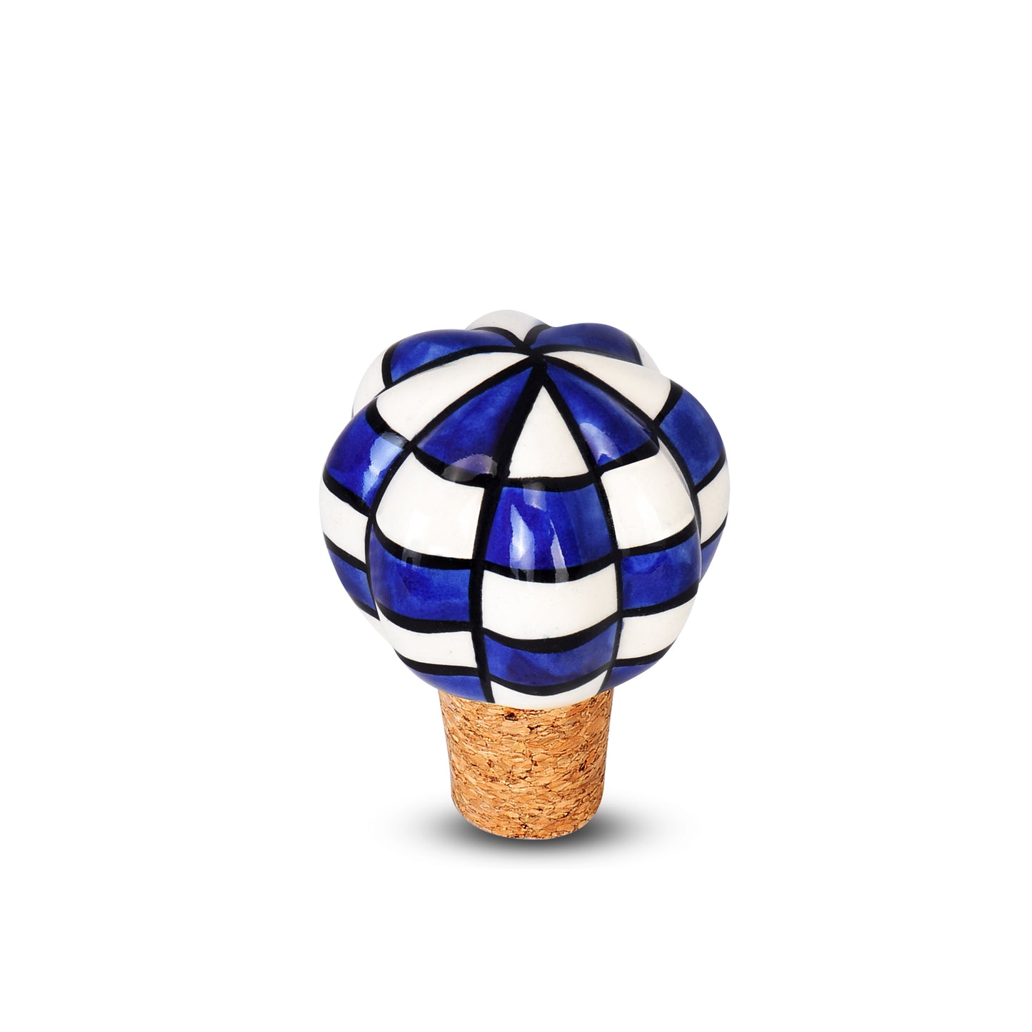 Timeless Elegance Checkered Design Ceramic Wine Bottle Stopper | The Indian Aura