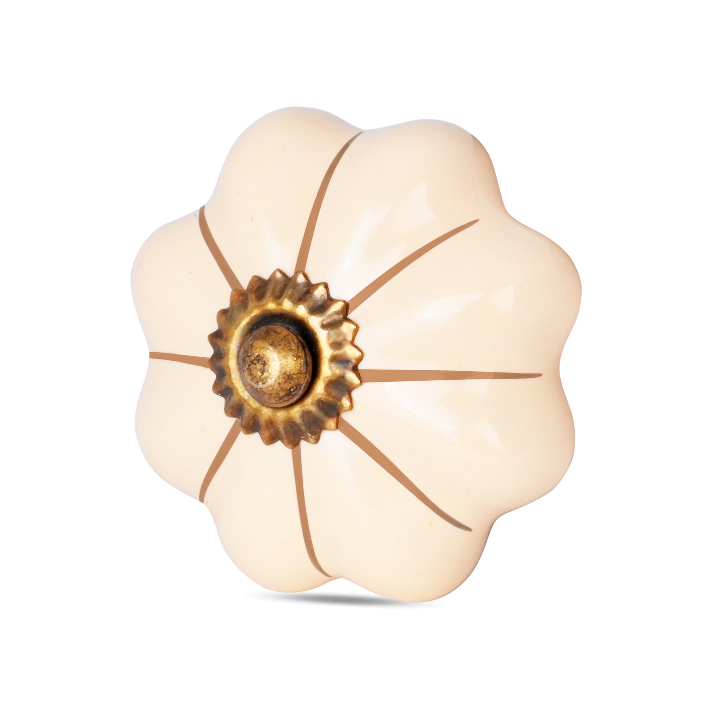 Handcrafted Peach with Gold Line Detailing Drawer Knob | The Indian Aura