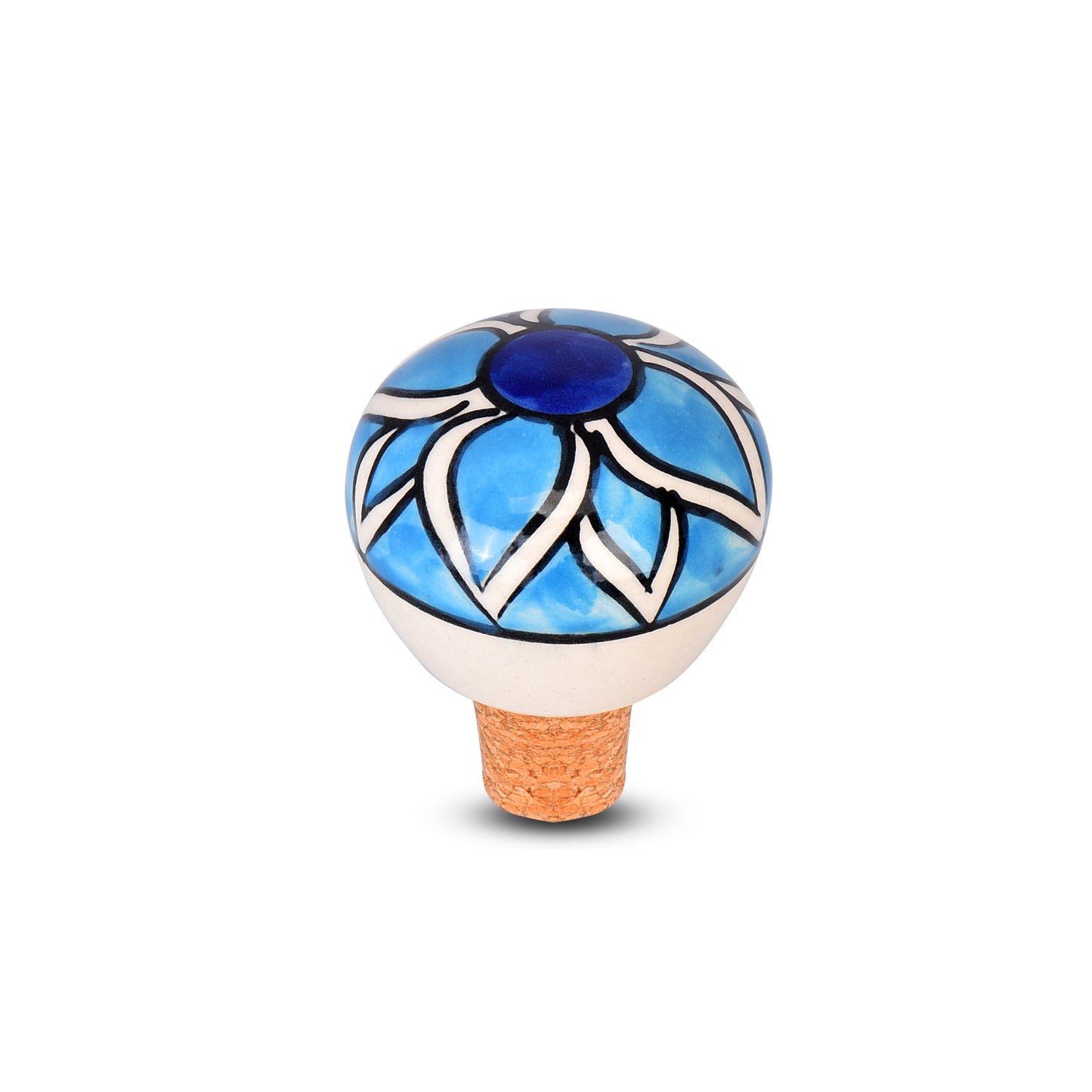 Floral Ceramic Wine Bottle Stopper - Tranquil Bloom | The Indian Aura