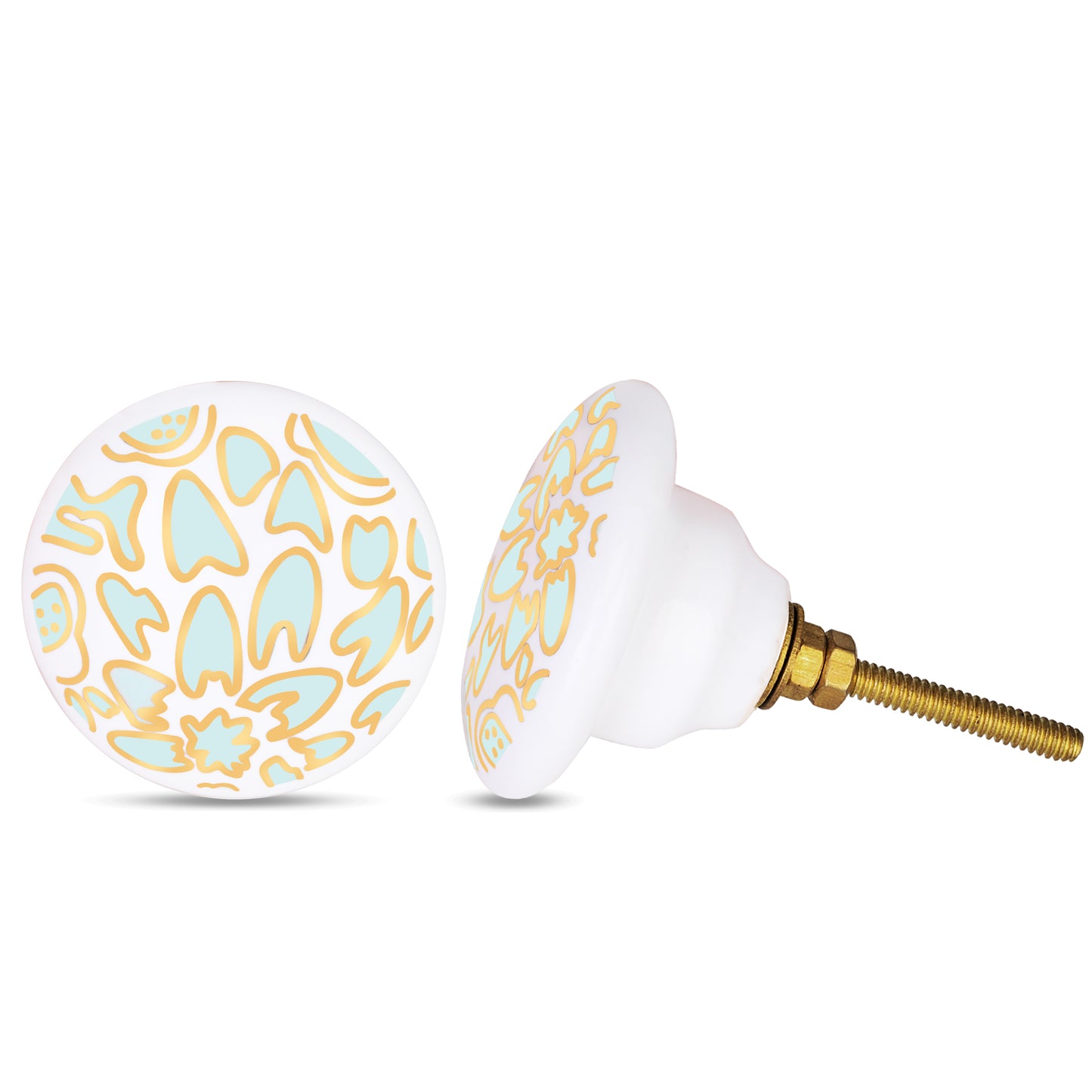 Handcrafted Sage Green & Gold Luxurious Drawer Knob | The Indian Aura