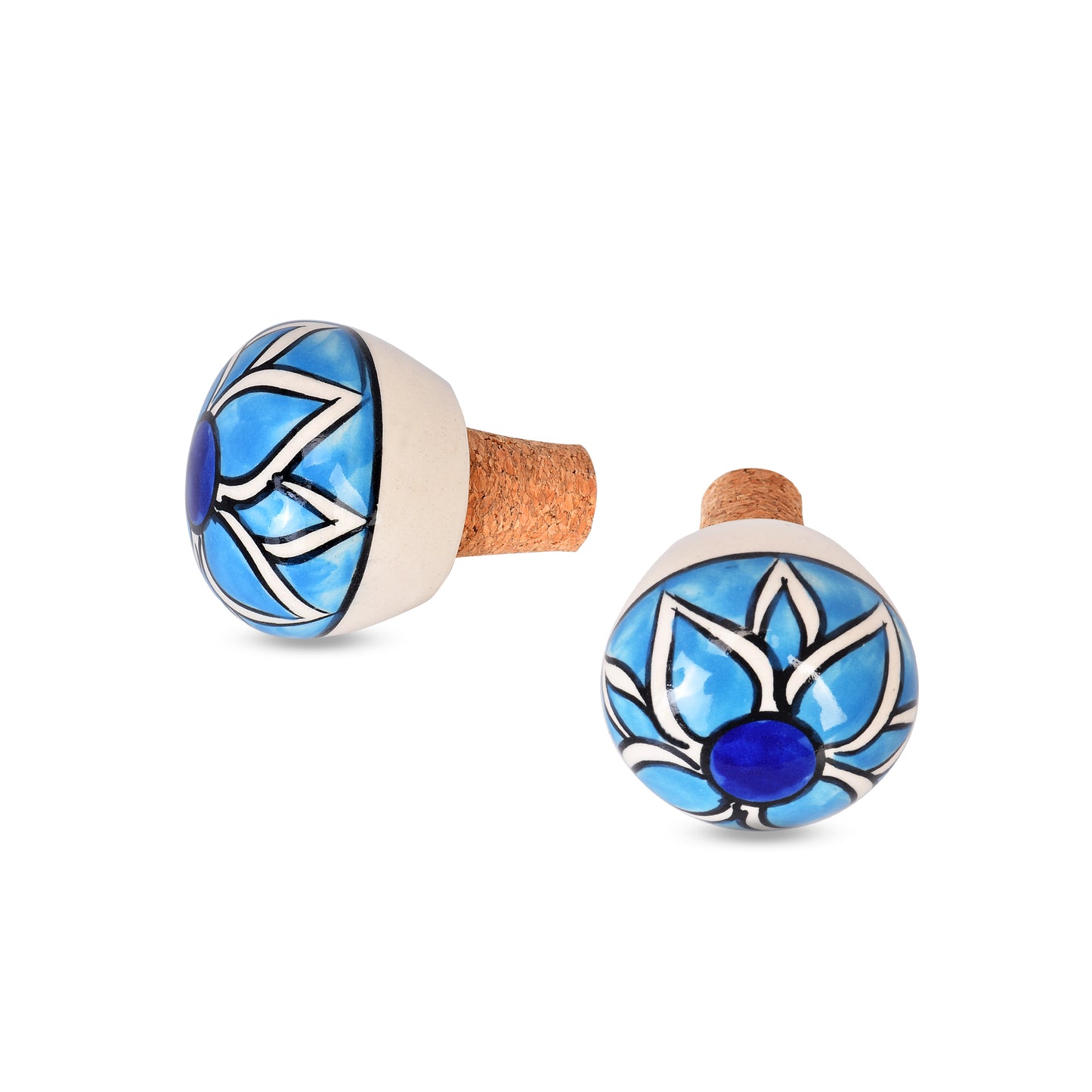 Floral Ceramic Wine Bottle Stopper - Tranquil Bloom | The Indian Aura