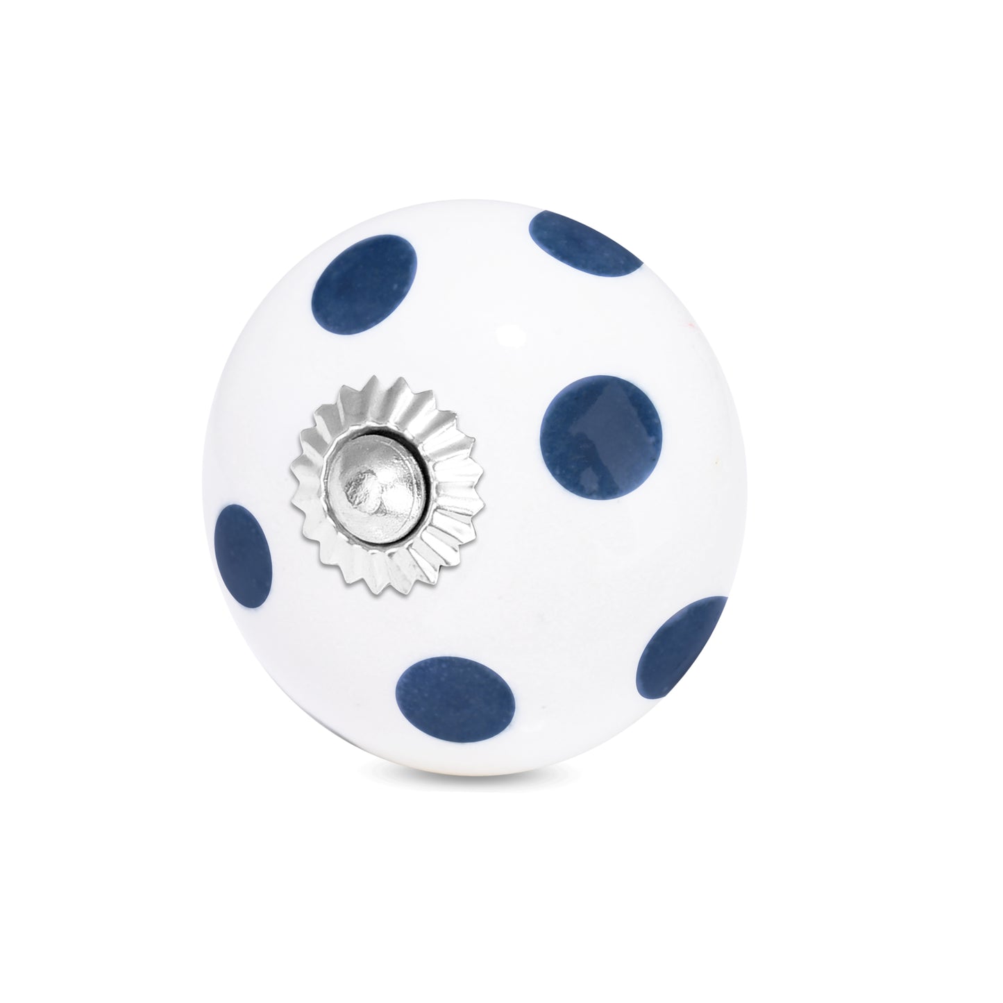 Hand-Painted White and Blue Dotted Ceramic Drawer Knob | The Indian Aura