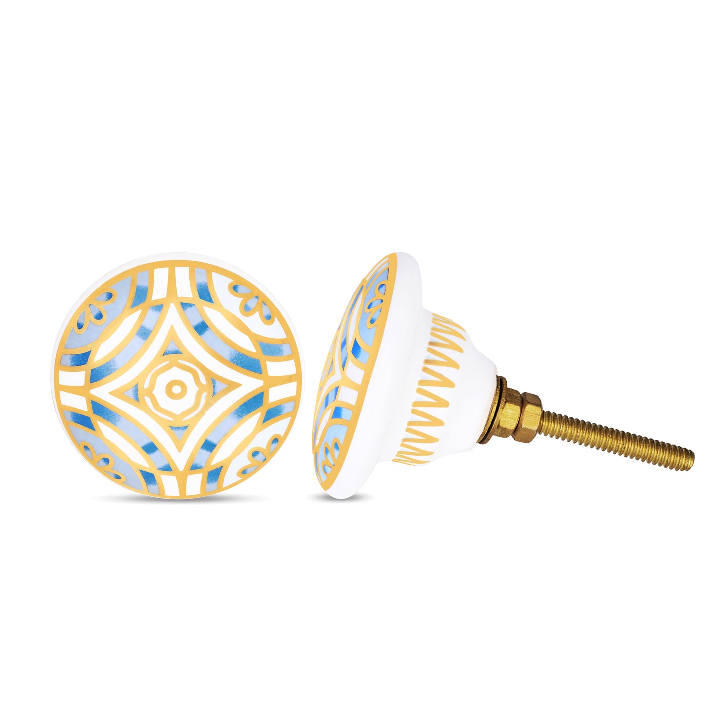 Elegant Blue & Gold Luxurious Drawer Knob | The Indian Aura
