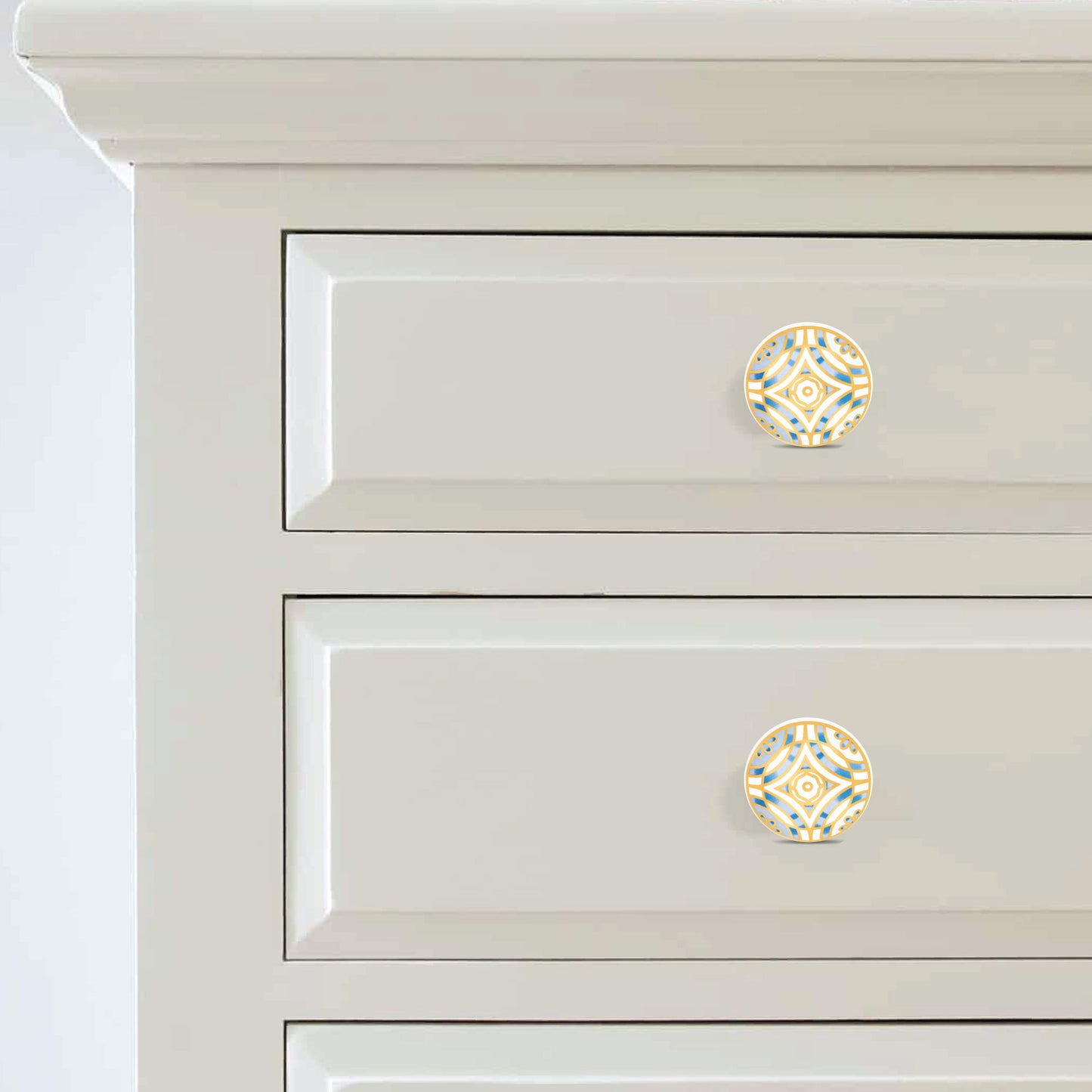 Elegant Blue & Gold Luxurious Drawer Knob | The Indian Aura