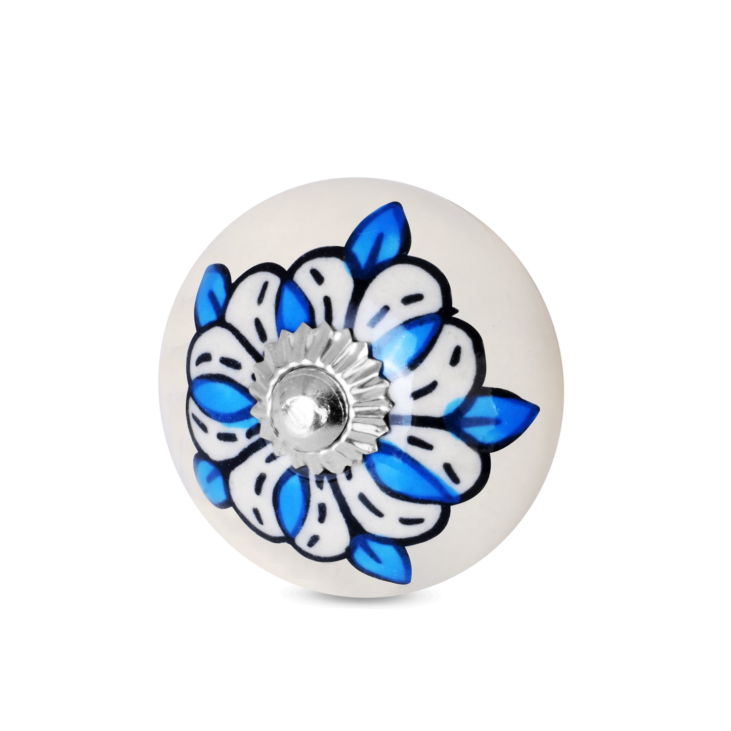 Stylish BlueBlooms Noir Ceramic Cabinet Drawer Knob | The Indian Aura