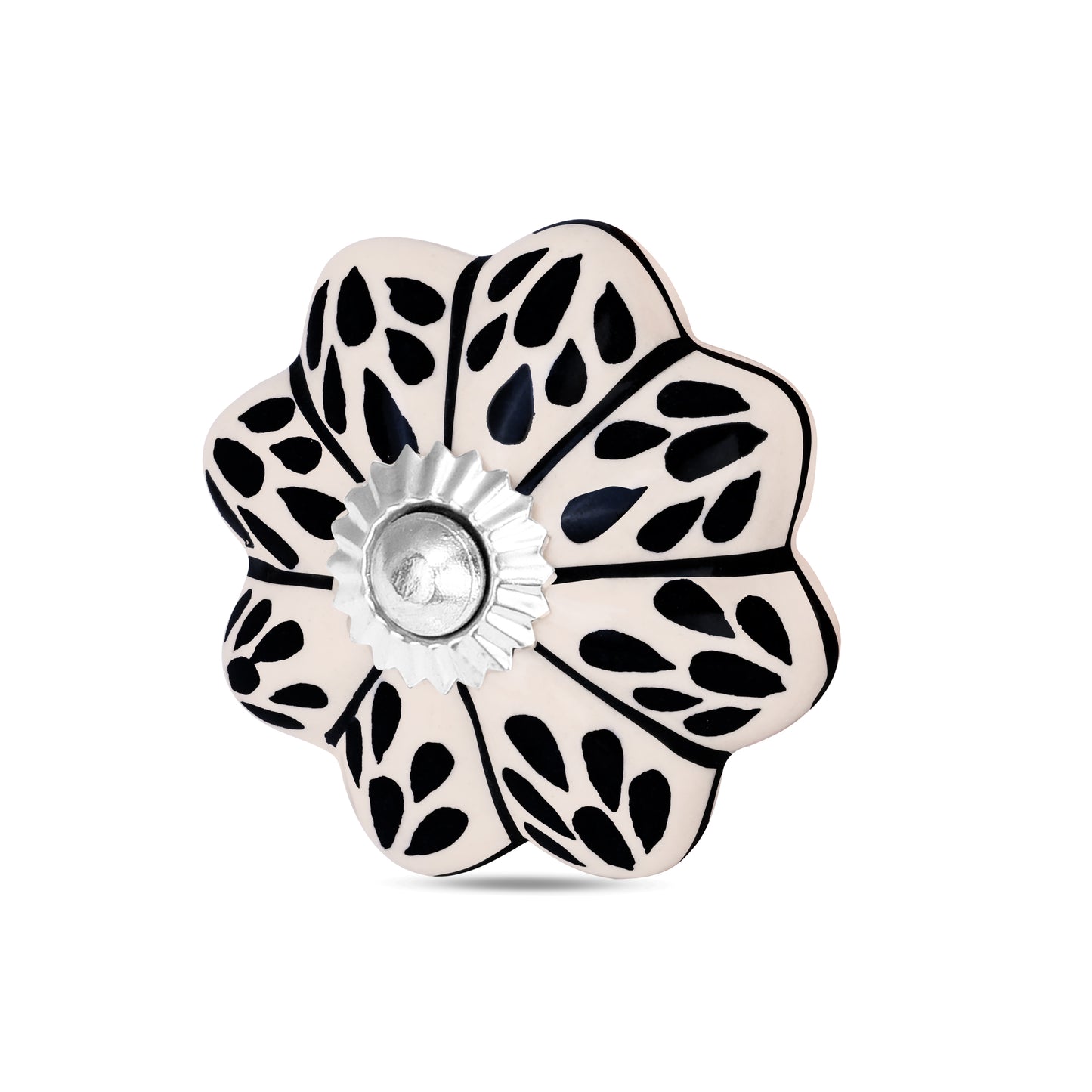 Handcrafted Flower-Shaped Leaf Design Ceramic Drawer Knob | The Indian Aura