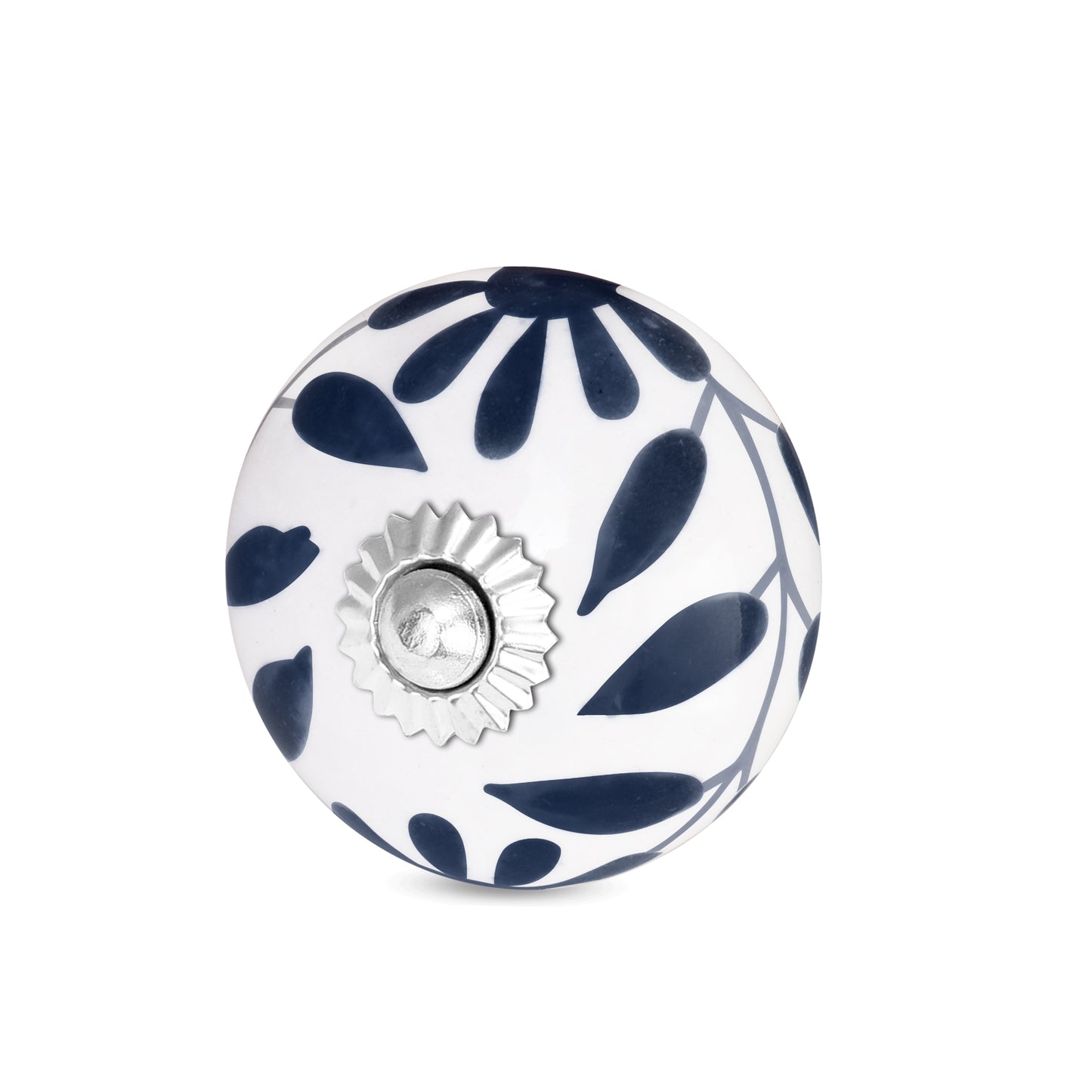 Handcrafted Blue Celestial Leaf Ceramic Drawer Knob | The Indian Aura