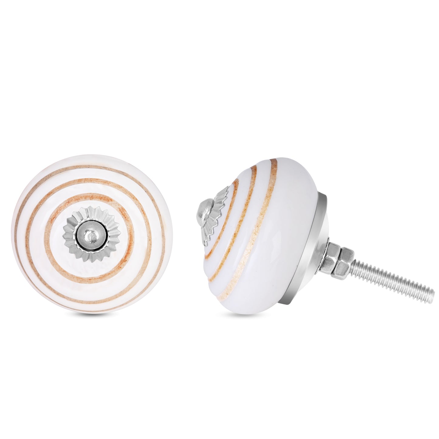 Elegant Ceramic Eternal Charm White Knob with Golden Circle | The Indian Aura