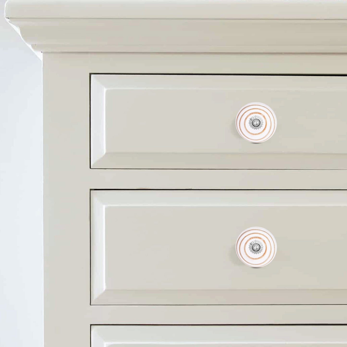 Elegant Ceramic Eternal Charm White Knob with Golden Circle | The Indian Aura