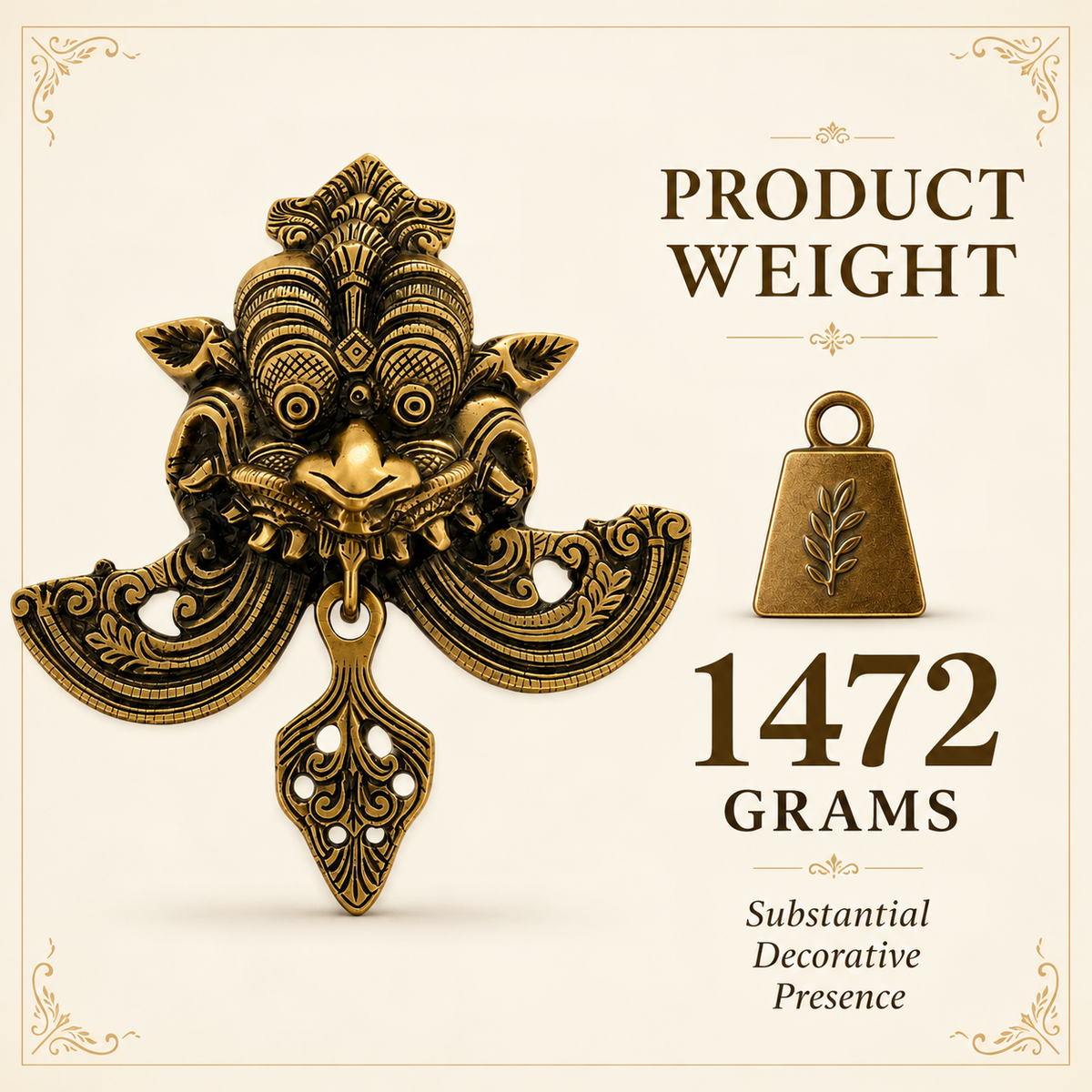Antique Gold pure brass Kirtimukh Nazar Battu Wall Hanging | The Indian Aura
