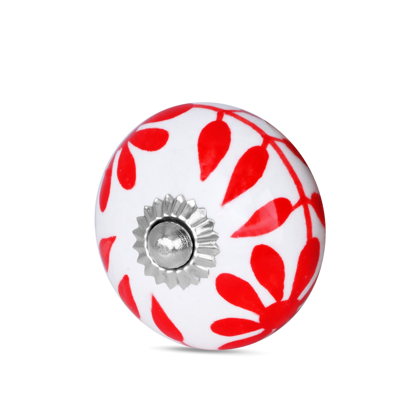 Vibrant Red Petal Ceramic Cabinet Drawer Knob | The Indian Aura