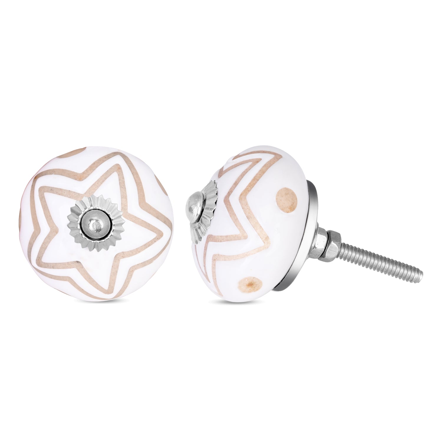 Golden Star Line Ceramic Cabinets Drawer Knob | The Indian Aura