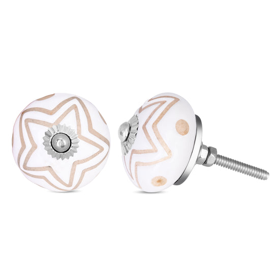 Golden Star Line Ceramic Cabinets Drawer Knob | The Indian Aura