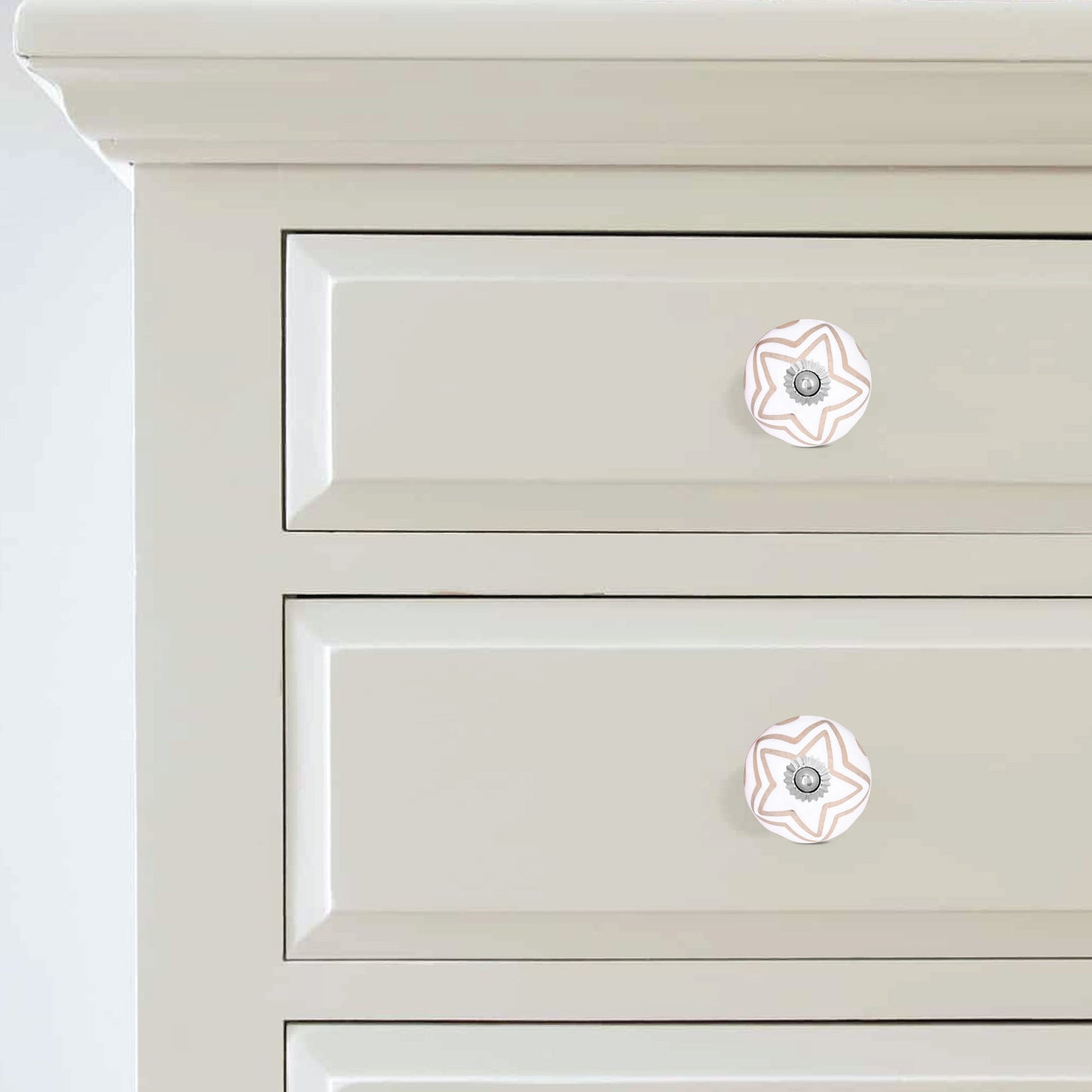 Golden Star Line Ceramic Cabinets Drawer Knob | The Indian Aura