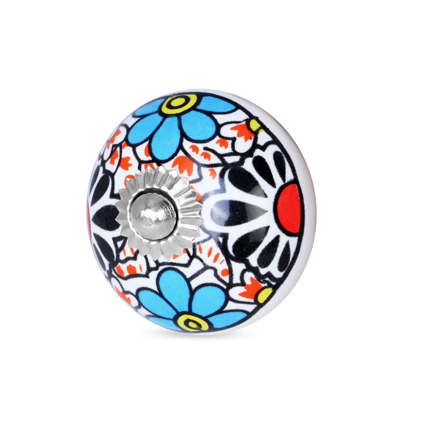Hand-Painted Multicolor Floral Ceramic Drawer Knob | The Indian Aura
