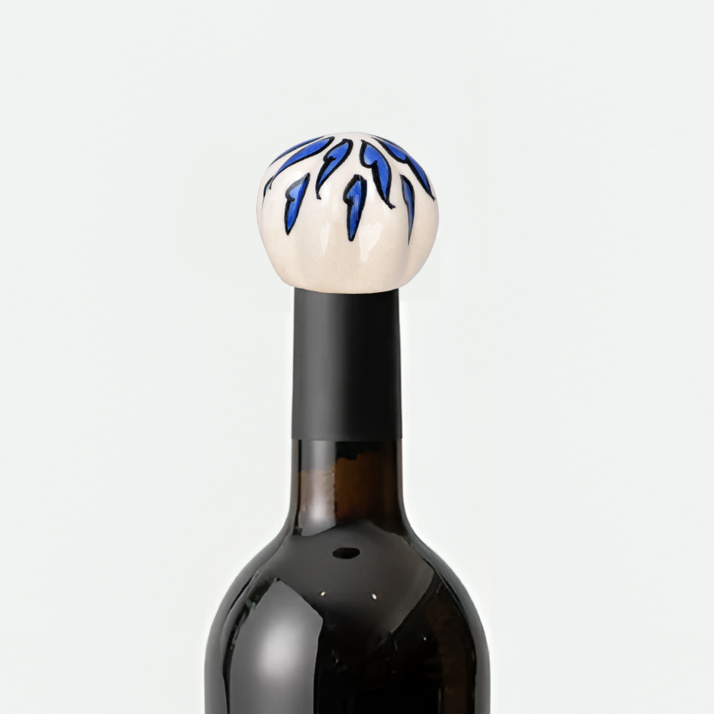 Hand-Painted Artistic Elegance Ceramic Wine Bottle Stopper | The Indian Aura