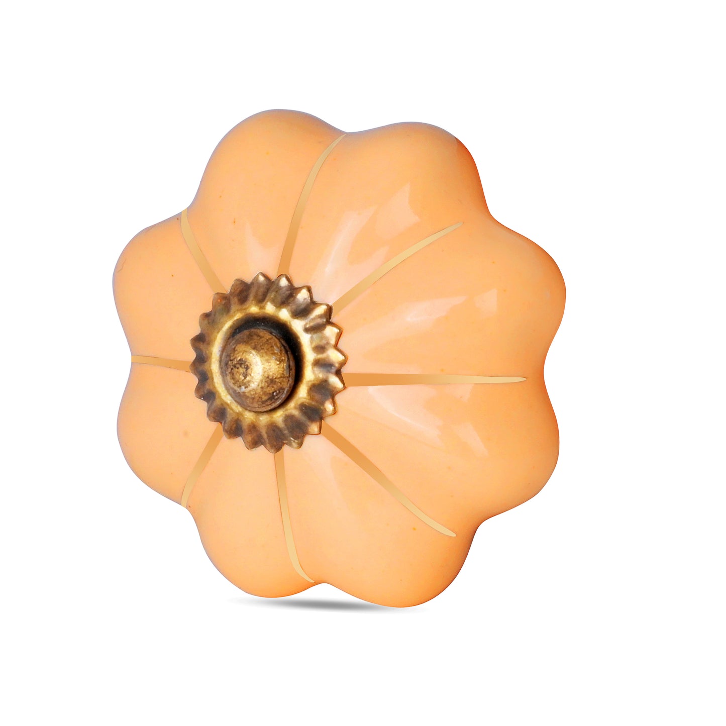 Handcrafted Orange with Gold Line Drawer Knob | The Indian Aura