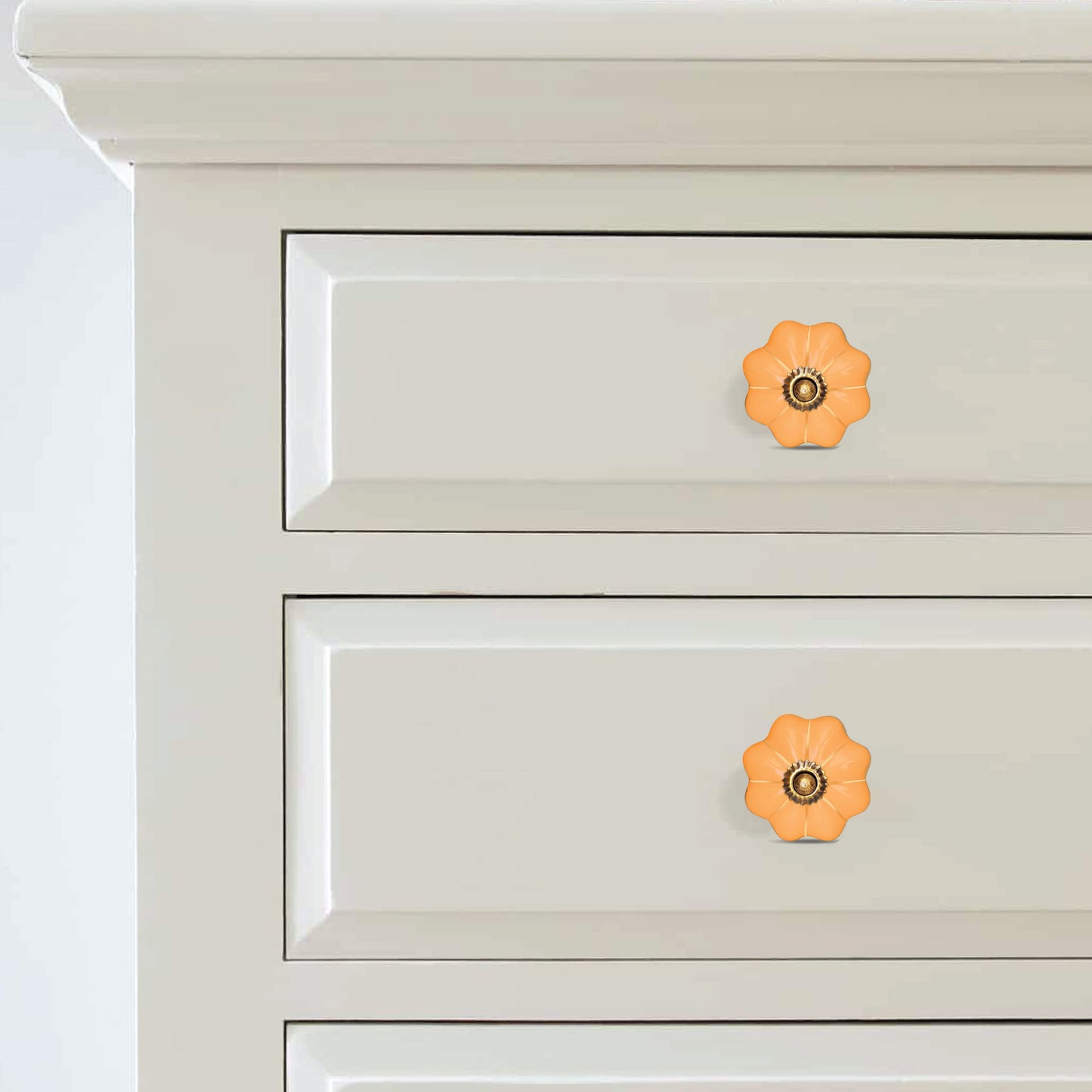 Handcrafted Orange with Gold Line Drawer Knob | The Indian Aura