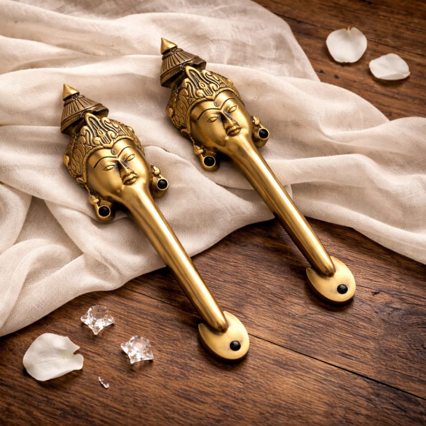 Goddess Face Brass Door Handle – Traditional Indian Design Set of 2
