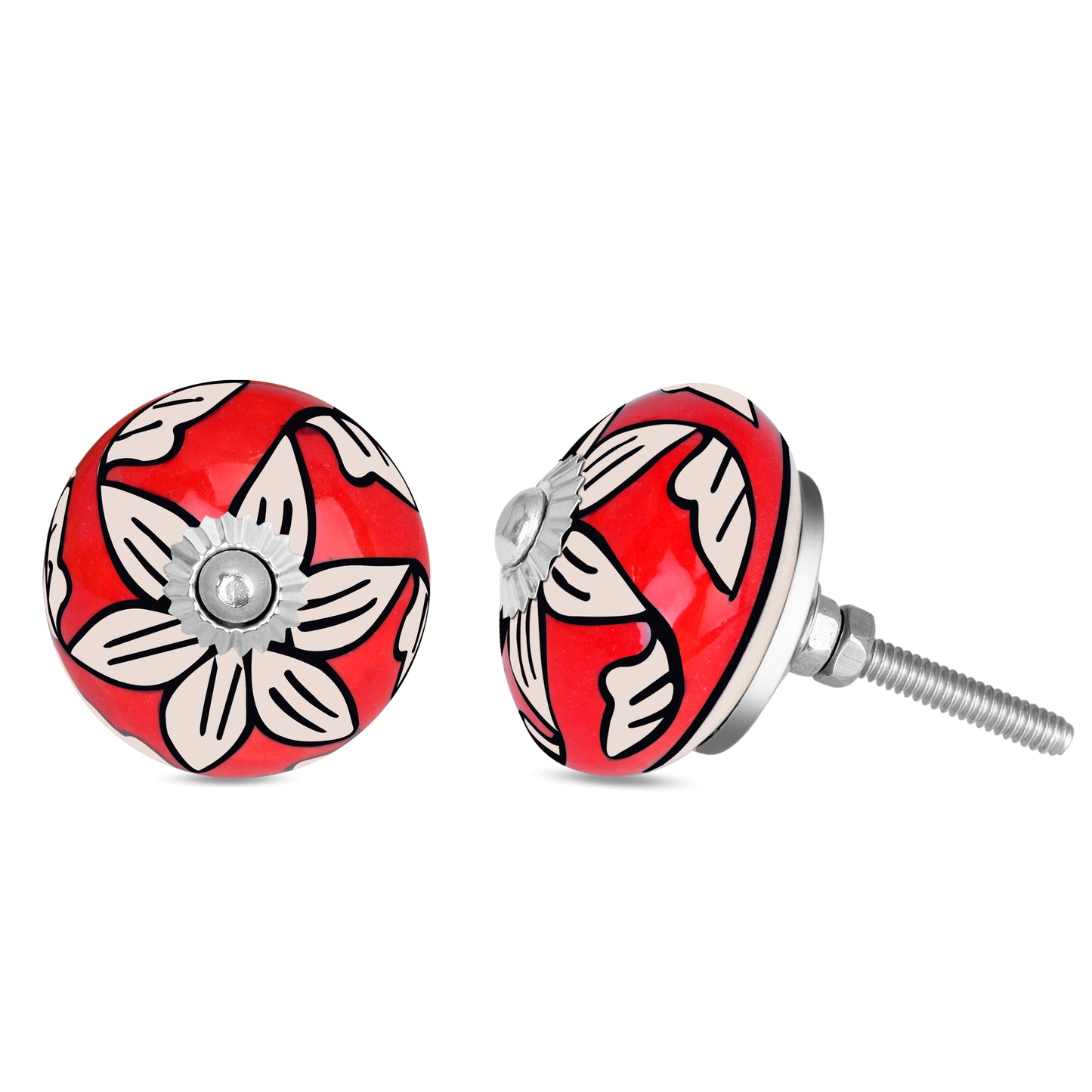 Elegant Ceramic White Petal Glow Drawer Knob | The Indian Aura