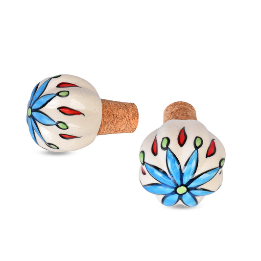 Ceramic Flower Design Wine Bottle Stopper | The Indian Aura
