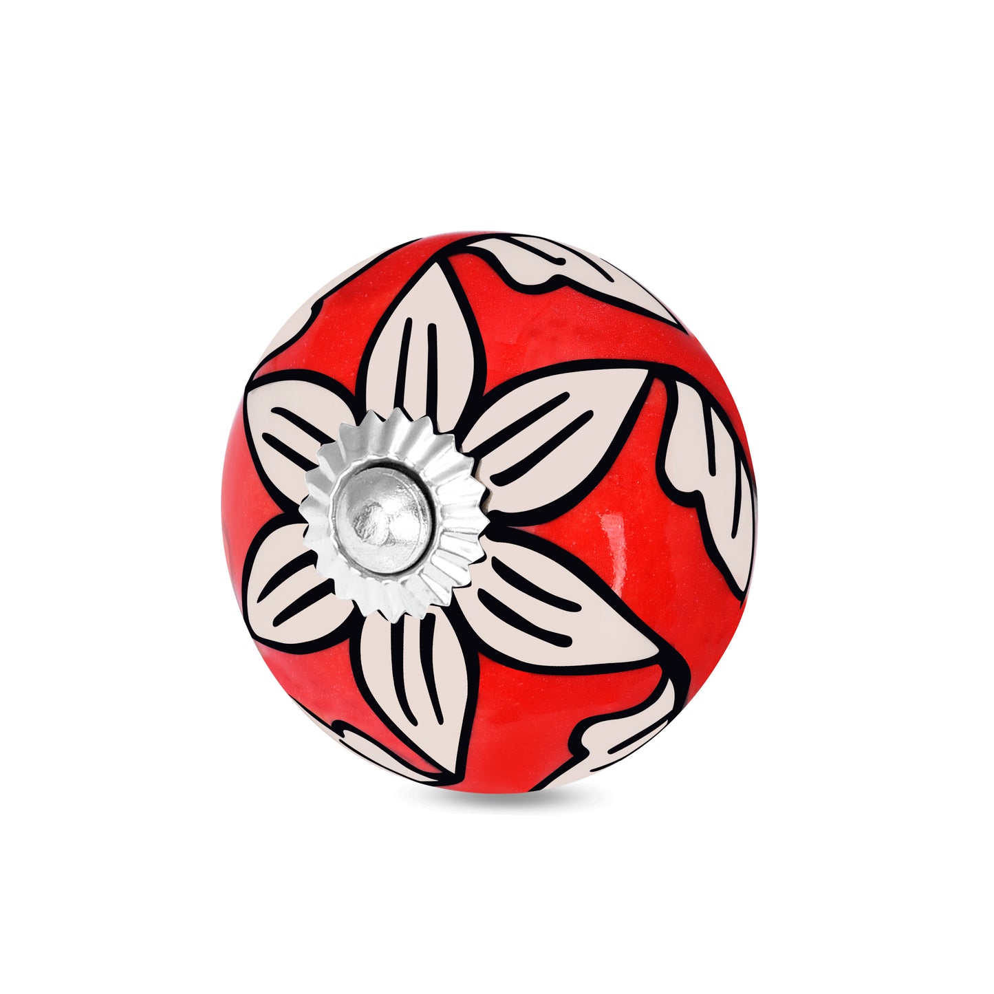 Elegant Ceramic White Petal Glow Drawer Knob | The Indian Aura