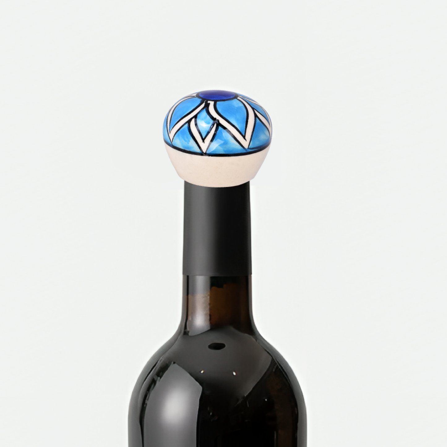 Floral Ceramic Wine Bottle Stopper - Tranquil Bloom | The Indian Aura
