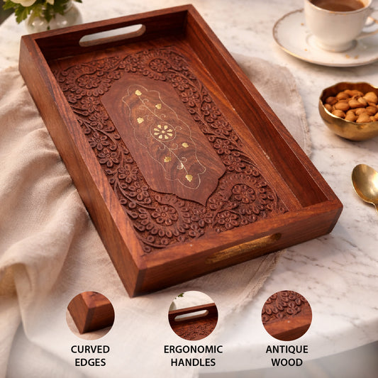 Wooden Serving Tray for Tea, Coffee & Gifting | The Indian Aura