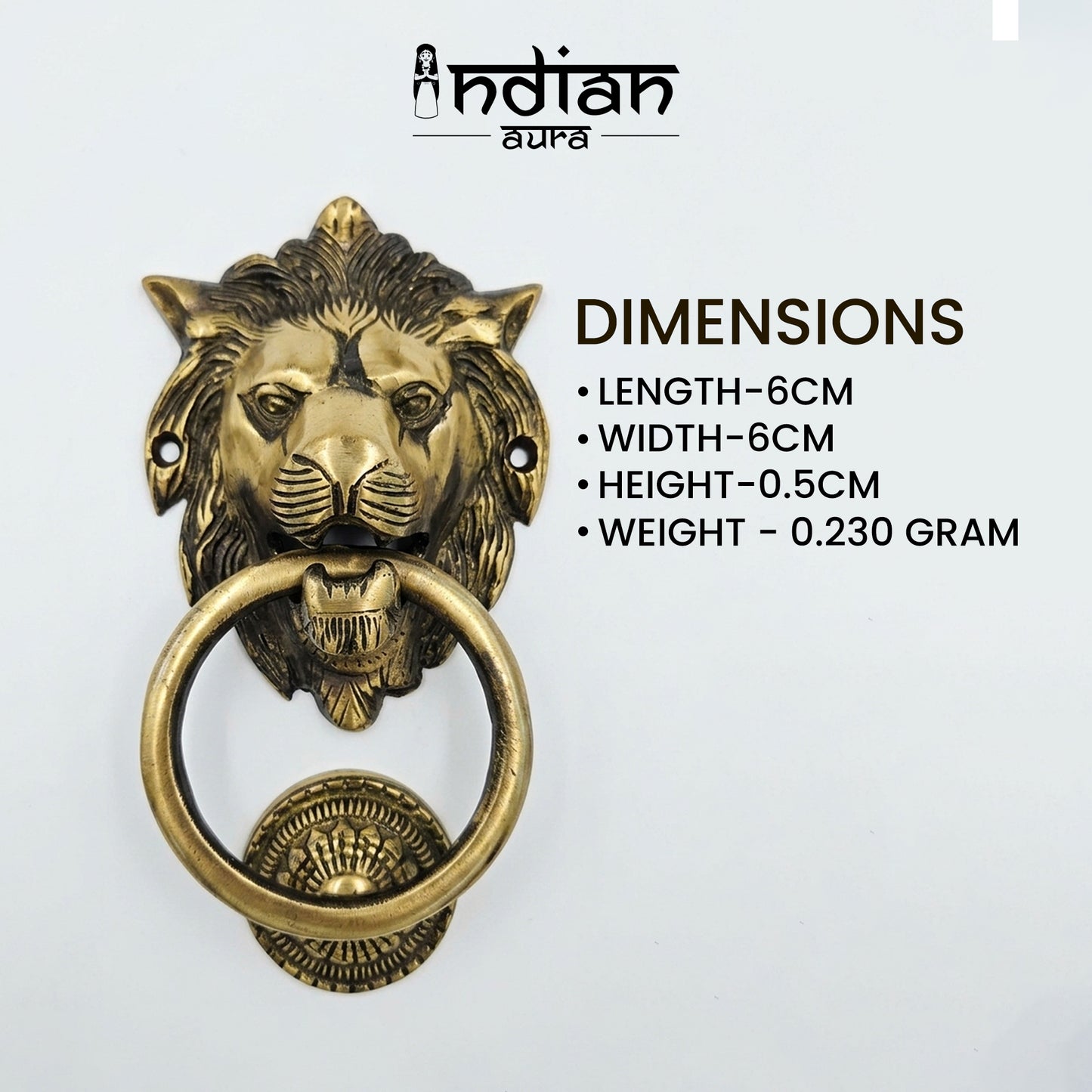 Lion Guardian Brass Door Knocker with Ring Handle for Main Door | The Indian Aura