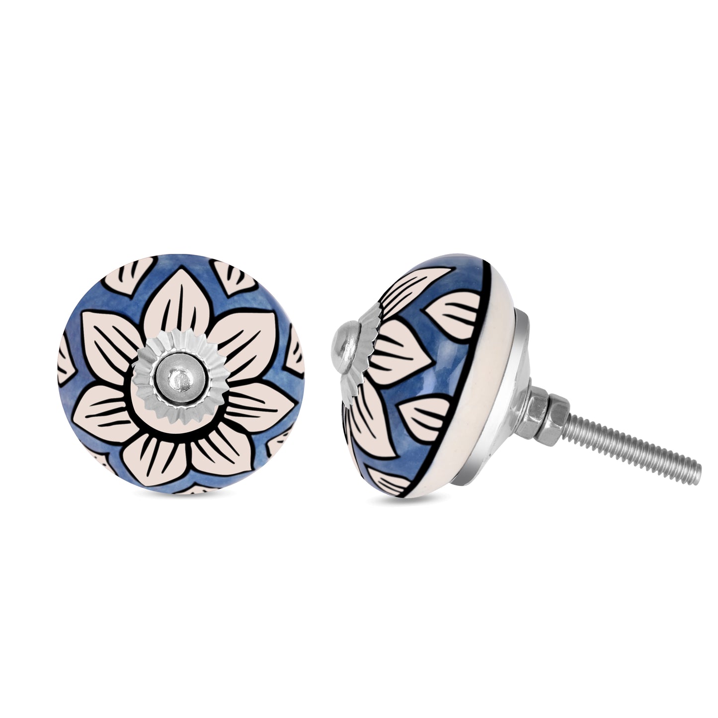 Handcrafted Blue Canvas Decorative Ceramic Drawer Knob | The Indian Aura