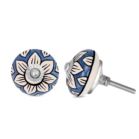 Handcrafted Blue Canvas Decorative Ceramic Drawer Knob | The Indian Aura