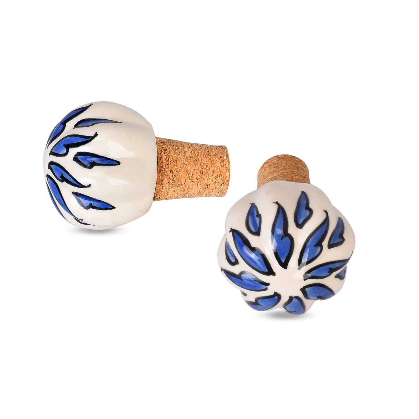 Hand-Painted Artistic Elegance Ceramic Wine Bottle Stopper | The Indian Aura
