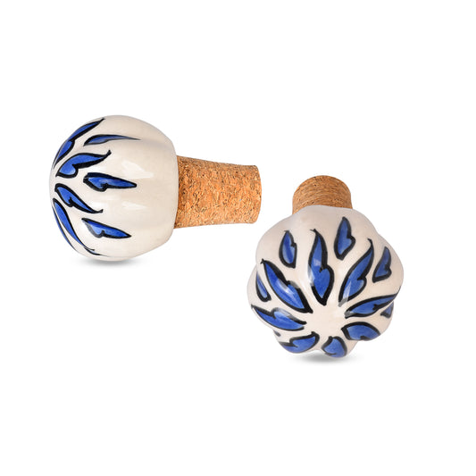 Hand-Painted Artistic Elegance Ceramic Wine Bottle Stopper | The Indian Aura