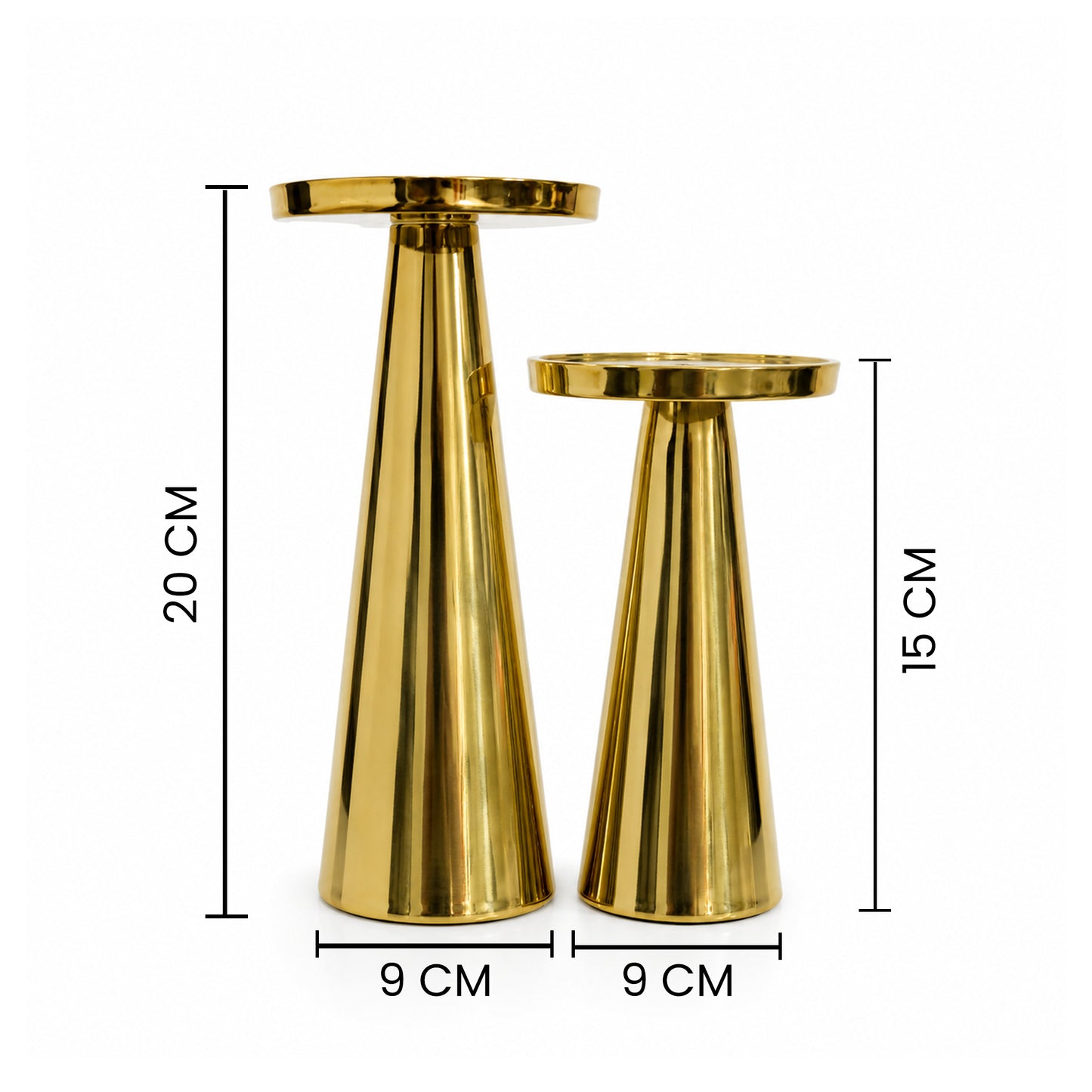 Gold Metal Pillar Candle Holder Stand Set of 2 | The Indian Aura