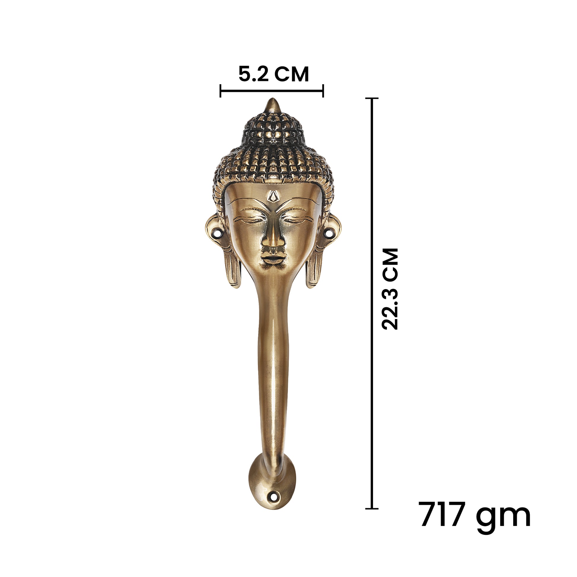 Buddha Face Brass Door Handle Measurement