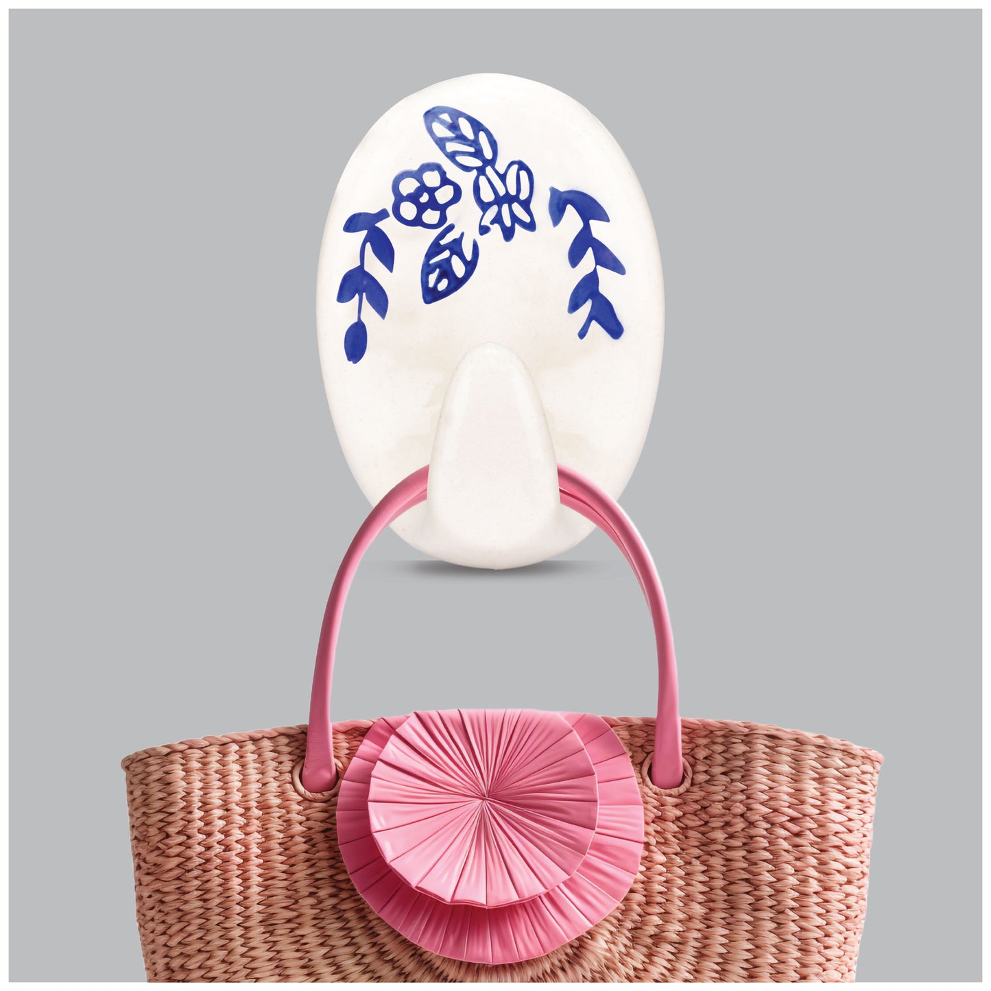 Ceramic Blue White No Drill Wall Hooks