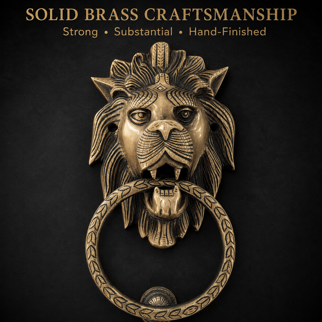 Handcrafted Lion King Brass Door Knocker for Main Door – 3 kg Antique Finish