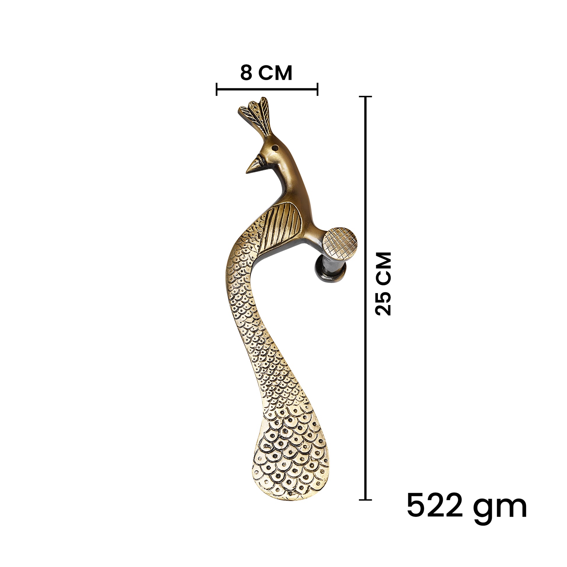 peacock brass door handle measurement