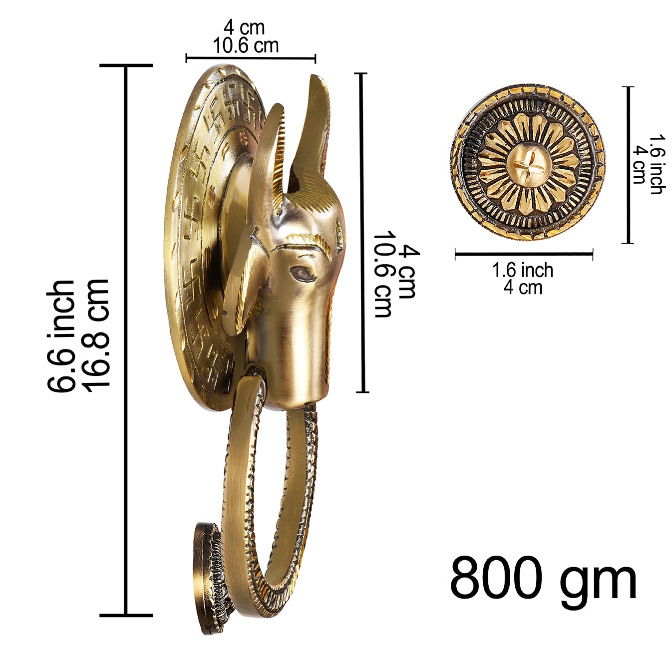 Nandi majesty Door Knocker Measurement