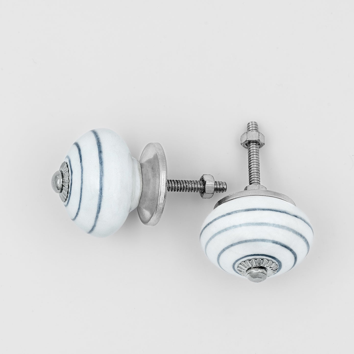 Eternal Charm White & Blue Circle Ceramic Drawer Knob | The Indian Aura