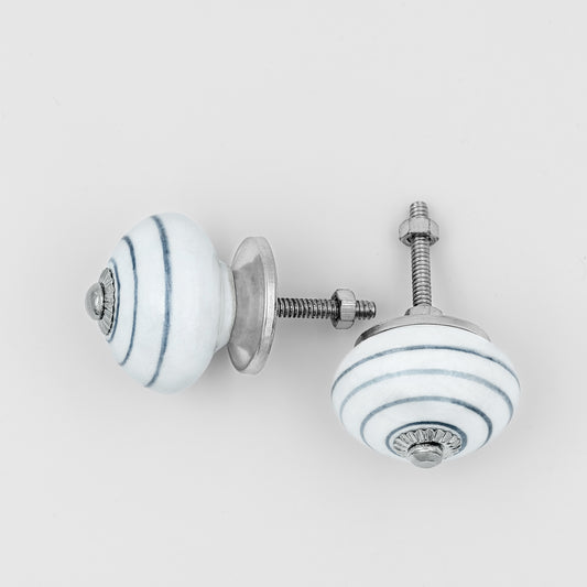 Eternal Charm White & Blue Circle Ceramic Drawer Knob | The Indian Aura