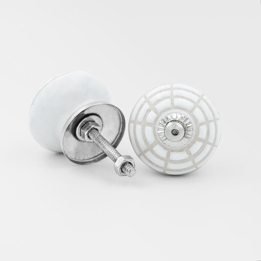Hand-Painted Sleek Simplicity Round Ceramic Drawer Knob | The Indian Aura