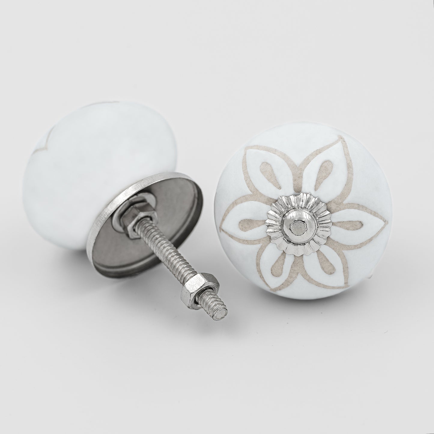 Tranquil Bloom Ceramic Floral Drawer Knob | The Indian Aura