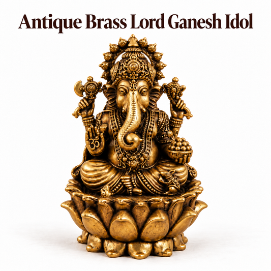 Antique Brass Lord Ganesh Idol for Gifting | Handcrafted Ganesha Statue for Housewarming, Wedding, Diwali, Ganesh Chaturthi & Festive Gifts | Spiritual Gift for Family, Friends & Loved Ones | The Indian Aura