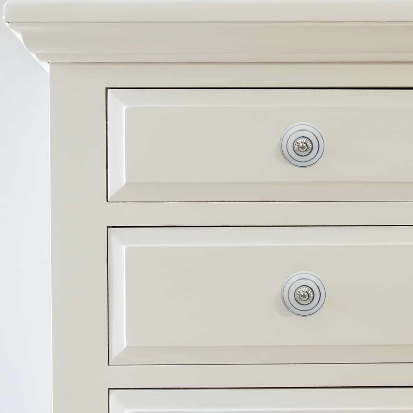 Eternal Charm White & Blue Circle Ceramic Drawer Knob | The Indian Aura