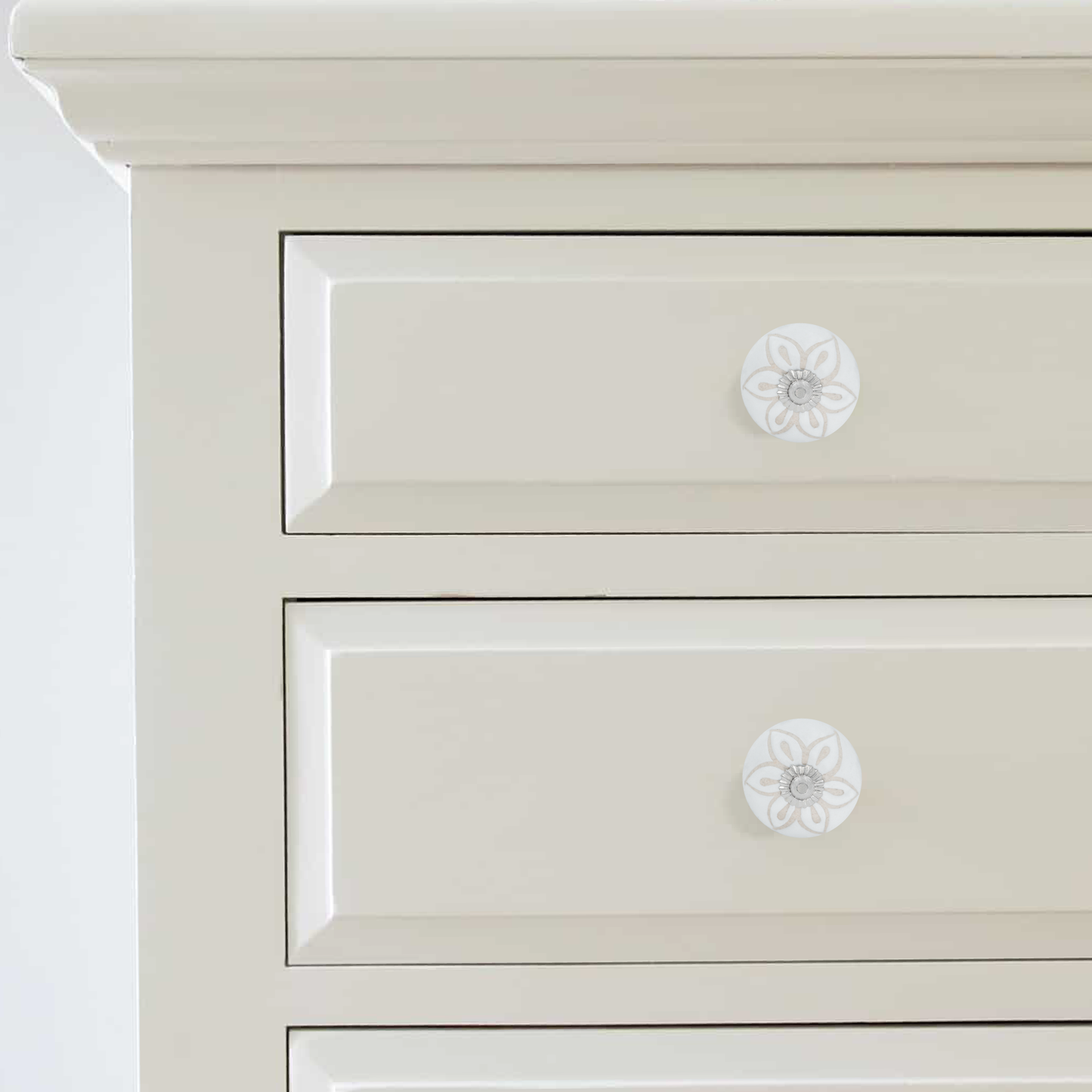 Tranquil Bloom Ceramic Floral Drawer Knob | The Indian Aura