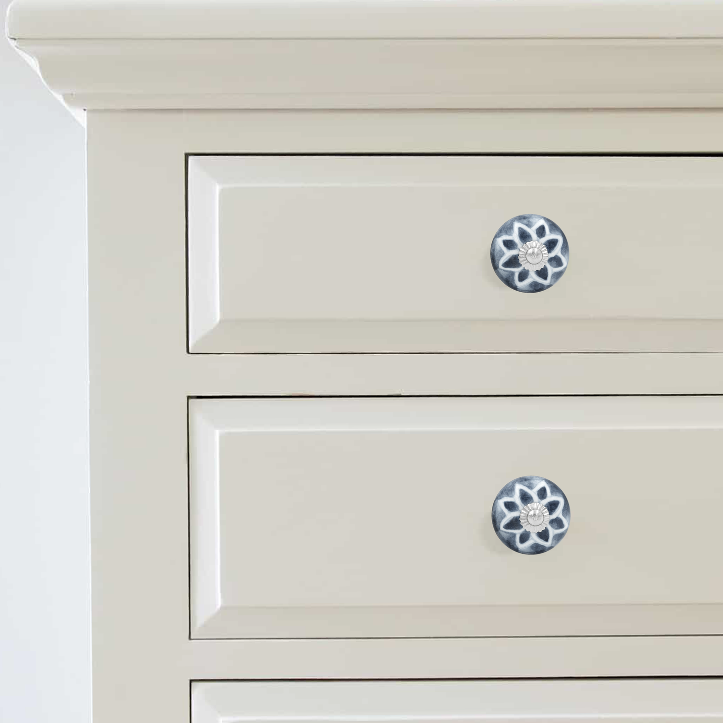 Hand-Painted Floral Elegance Crystal Drawer Knob | The Indian Aura