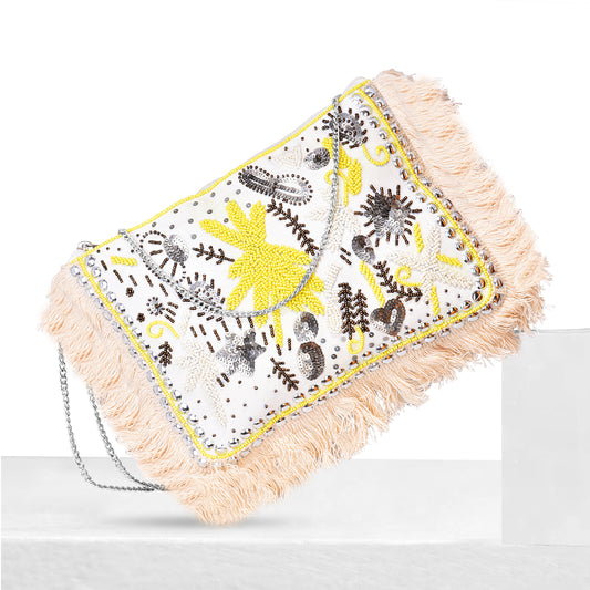 handmade white june sling bag