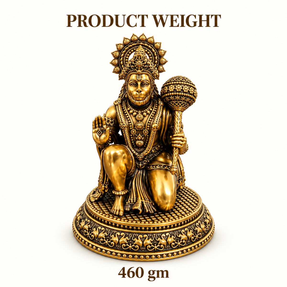 Antique Brass Hanuman Idol for Home Temple & Pooja Room | Handcrafted Lord Hanuman Statue for Home Décor, Office, Mandir & Gifting | The Indian Aura