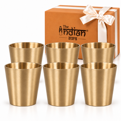 The Indian Aura Pure Kansa Glasses Set | Traditional Handmade Bronze Tumblers for Water & Beverages | Premium Gift for Diwali, Housewarming, Wedding, Anniversary, Corporate Gifting & Festive Occasions